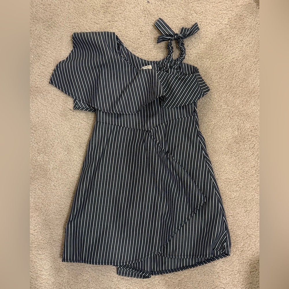 Habitual One Shoulder Stripe Dress | 4T | Ruffle Detail